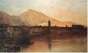 Bartolomeo Bezzi Sole cadente sul lago di Garda France oil painting artist